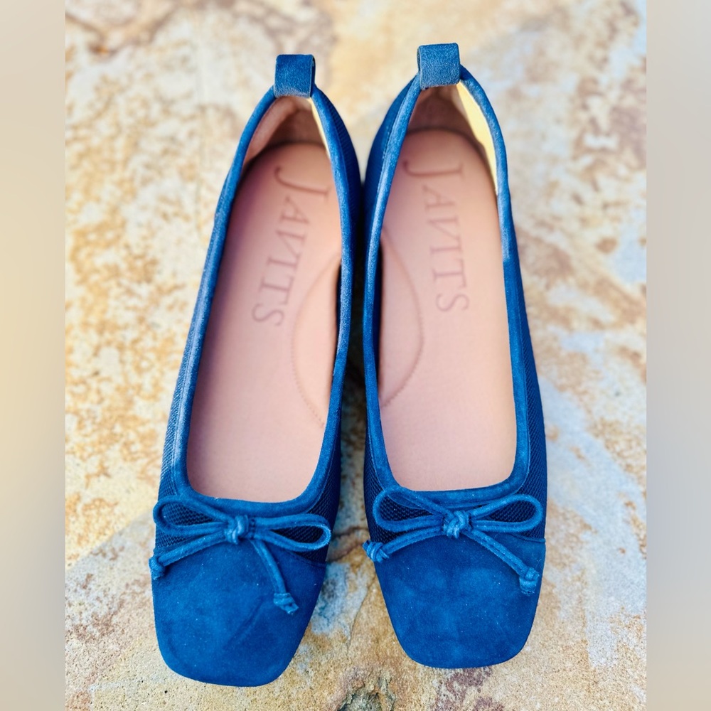 Eric Javits Women's Parris Navy Leather Ballet Flat 🥿 Size 7🥿 Navy Blue - Picture 3 of 11